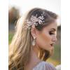 imageSWEETV Comb Handmade Wedding Hair Accessory with Rhinestones Silver for Brides and Bridesmaids Bridal Hair Pieces Wedding Headpiece1Light Rose Gold