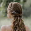 imageSWEETV Crystal Bridal Hair Clips 2pcs Handmade Rhinestone Bridal Hair Pins Set for Women Girls Bridesmaids Wedding Hair AccessoriesSliver