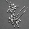 imageSWEETV Crystal Bridal Hair Clips 2pcs Handmade Rhinestone Bridal Hair Pins Set for Women Girls Bridesmaids Wedding Hair AccessoriesSliver
