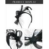 imageSWEETV Fascinators Headband with Feather Womens Tea Party Hat for Kentucky Derby Cocktail Wedding Fancy Dress PartyBlack