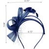 imageSWEETV Fascinators Headband with Feather Womens Tea Party Hat for Kentucky Derby Cocktail Wedding Fancy Dress PartyBlue
