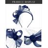 imageSWEETV Fascinators Headband with Feather Womens Tea Party Hat for Kentucky Derby Cocktail Wedding Fancy Dress PartyBlue