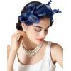 imageSWEETV Fascinators Headband with Feather Womens Tea Party Hat for Kentucky Derby Cocktail Wedding Fancy Dress PartyBlue