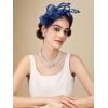 imageSWEETV Fascinators Headband with Feather Womens Tea Party Hat for Kentucky Derby Cocktail Wedding Fancy Dress PartyBlue