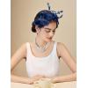 imageSWEETV Fascinators Headband with Feather Womens Tea Party Hat for Kentucky Derby Cocktail Wedding Fancy Dress PartyBlue