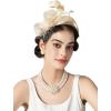 imageSWEETV Fascinators Headband with Feather Womens Tea Party Hat for Kentucky Derby Cocktail Wedding Fancy Dress PartyChampagne