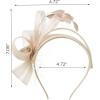 imageSWEETV Fascinators Headband with Feather Womens Tea Party Hat for Kentucky Derby Cocktail Wedding Fancy Dress PartyChampagne