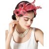imageSWEETV Fascinators Headband with Feather Womens Tea Party Hat for Kentucky Derby Cocktail Wedding Fancy Dress PartyCoral