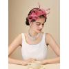 imageSWEETV Fascinators Headband with Feather Womens Tea Party Hat for Kentucky Derby Cocktail Wedding Fancy Dress PartyCoral