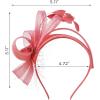 imageSWEETV Fascinators Headband with Feather Womens Tea Party Hat for Kentucky Derby Cocktail Wedding Fancy Dress PartyCoral