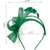 imageSWEETV Fascinators Headband with Feather Womens Tea Party Hat for Kentucky Derby Cocktail Wedding Fancy Dress PartyGreen