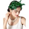 imageSWEETV Fascinators Headband with Feather Womens Tea Party Hat for Kentucky Derby Cocktail Wedding Fancy Dress PartyGreen