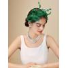 imageSWEETV Fascinators Headband with Feather Womens Tea Party Hat for Kentucky Derby Cocktail Wedding Fancy Dress PartyGreen