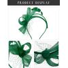 imageSWEETV Fascinators Headband with Feather Womens Tea Party Hat for Kentucky Derby Cocktail Wedding Fancy Dress PartyGreen