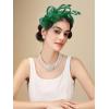 imageSWEETV Fascinators Headband with Feather Womens Tea Party Hat for Kentucky Derby Cocktail Wedding Fancy Dress PartyGreen