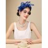imageSWEETV Fascinators Headband with Feather Womens Tea Party Hat for Kentucky Derby Cocktail Wedding Fancy Dress PartyNavy Blue