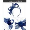 imageSWEETV Fascinators Headband with Feather Womens Tea Party Hat for Kentucky Derby Cocktail Wedding Fancy Dress PartyNavy Blue