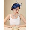 imageSWEETV Fascinators Headband with Feather Womens Tea Party Hat for Kentucky Derby Cocktail Wedding Fancy Dress PartyNavy Blue