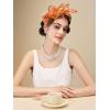 imageSWEETV Fascinators Headband with Feather Womens Tea Party Hat for Kentucky Derby Cocktail Wedding Fancy Dress PartyOrange