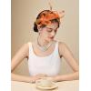 imageSWEETV Fascinators Headband with Feather Womens Tea Party Hat for Kentucky Derby Cocktail Wedding Fancy Dress PartyOrange