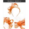 imageSWEETV Fascinators Headband with Feather Womens Tea Party Hat for Kentucky Derby Cocktail Wedding Fancy Dress PartyOrange
