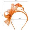 imageSWEETV Fascinators Headband with Feather Womens Tea Party Hat for Kentucky Derby Cocktail Wedding Fancy Dress PartyOrange
