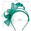 imageSWEETV Fascinators Headband with Feather Womens Tea Party Hat for Kentucky Derby Cocktail Wedding Fancy Dress PartyPeacock Green