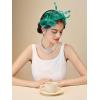 imageSWEETV Fascinators Headband with Feather Womens Tea Party Hat for Kentucky Derby Cocktail Wedding Fancy Dress PartyPeacock Green