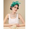 imageSWEETV Fascinators Headband with Feather Womens Tea Party Hat for Kentucky Derby Cocktail Wedding Fancy Dress PartyPeacock Green