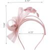 imageSWEETV Fascinators Headband with Feather Womens Tea Party Hat for Kentucky Derby Cocktail Wedding Fancy Dress PartyPink