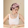 imageSWEETV Fascinators Headband with Feather Womens Tea Party Hat for Kentucky Derby Cocktail Wedding Fancy Dress PartyPink