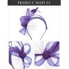 imageSWEETV Fascinators Headband with Feather Womens Tea Party Hat for Kentucky Derby Cocktail Wedding Fancy Dress PartyPurple