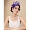 imageSWEETV Fascinators Headband with Feather Womens Tea Party Hat for Kentucky Derby Cocktail Wedding Fancy Dress PartyPurple