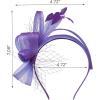 imageSWEETV Fascinators Headband with Feather Womens Tea Party Hat for Kentucky Derby Cocktail Wedding Fancy Dress PartyPurple