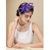 imageSWEETV Fascinators Headband with Feather Womens Tea Party Hat for Kentucky Derby Cocktail Wedding Fancy Dress PartyPurple