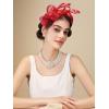 imageSWEETV Fascinators Headband with Feather Womens Tea Party Hat for Kentucky Derby Cocktail Wedding Fancy Dress PartyRed