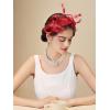 imageSWEETV Fascinators Headband with Feather Womens Tea Party Hat for Kentucky Derby Cocktail Wedding Fancy Dress PartyRed