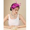 imageSWEETV Fascinators Headband with Feather Womens Tea Party Hat for Kentucky Derby Cocktail Wedding Fancy Dress PartyRose Red