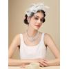 imageSWEETV Fascinators Headband with Feather Womens Tea Party Hat for Kentucky Derby Cocktail Wedding Fancy Dress PartyWhite