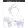 imageSWEETV Fascinators Headband with Feather Womens Tea Party Hat for Kentucky Derby Cocktail Wedding Fancy Dress PartyWhite