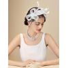 imageSWEETV Fascinators Headband with Feather Womens Tea Party Hat for Kentucky Derby Cocktail Wedding Fancy Dress PartyWhite
