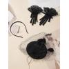 imageSWEETV Fascinators Pillbox Hats for Women Tea Party Hat and Short Lace Gloves Set Perfect for Kentucky Derby CocktailBlack