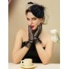 imageSWEETV Fascinators Pillbox Hats for Women Tea Party Hat and Short Lace Gloves Set Perfect for Kentucky Derby CocktailBlack