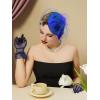 imageSWEETV Fascinators Pillbox Hats for Women Tea Party Hat and Short Lace Gloves Set Perfect for Kentucky Derby CocktailBlue