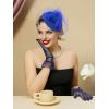 imageSWEETV Fascinators Pillbox Hats for Women Tea Party Hat and Short Lace Gloves Set Perfect for Kentucky Derby CocktailBlue