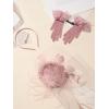 imageSWEETV Fascinators Pillbox Hats for Women Tea Party Hat and Short Lace Gloves Set Perfect for Kentucky Derby CocktailDusty Pink