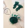 imageSWEETV Fascinators Pillbox Hats for Women Tea Party Hat and Short Lace Gloves Set Perfect for Kentucky Derby CocktailGreen