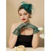 imageSWEETV Fascinators Pillbox Hats for Women Tea Party Hat and Short Lace Gloves Set Perfect for Kentucky Derby CocktailGreen