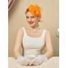 imageSWEETV Fascinators Pillbox Hats for Women Tea Party Hat and Short Lace Gloves Set Perfect for Kentucky Derby CocktailOrange