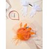 imageSWEETV Fascinators Pillbox Hats for Women Tea Party Hat and Short Lace Gloves Set Perfect for Kentucky Derby CocktailOrange